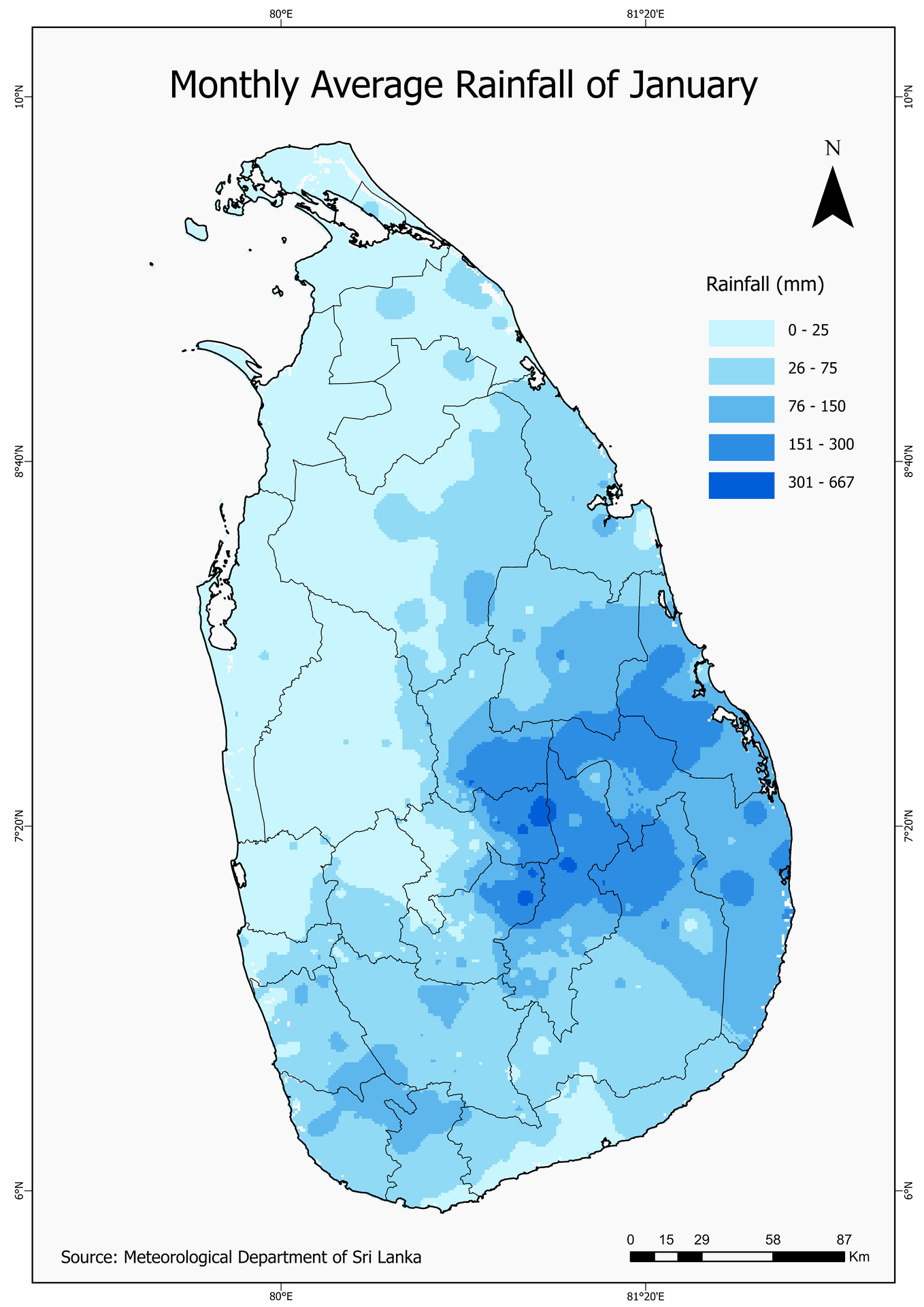 Monthly Average Rainfall of Sri Lanka (January to December)